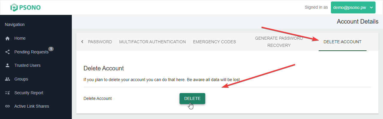 Step 3 Select Delete Account